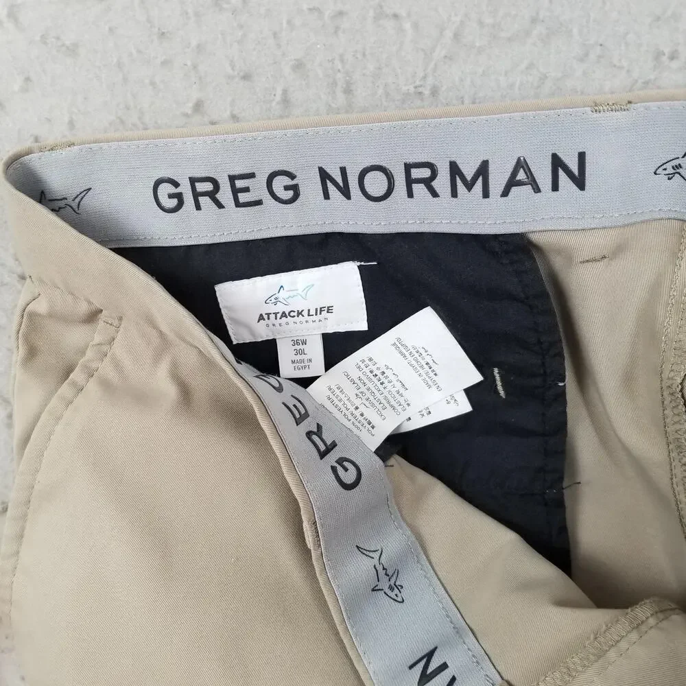 Greg‎ Norman Attack Life Pants Mens 36x30 Beige Khaki Golf Performance Polyester